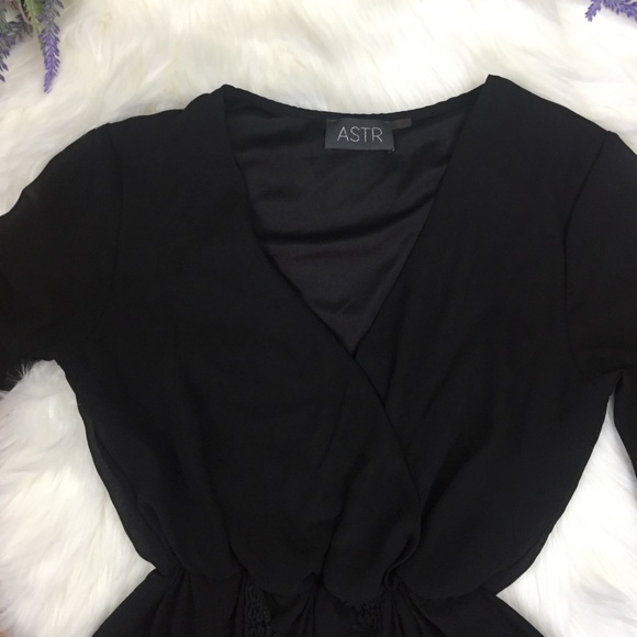 ASTR Lace Trim Black Romper Sheer Long Sleeve XS - Picture 7 of 8